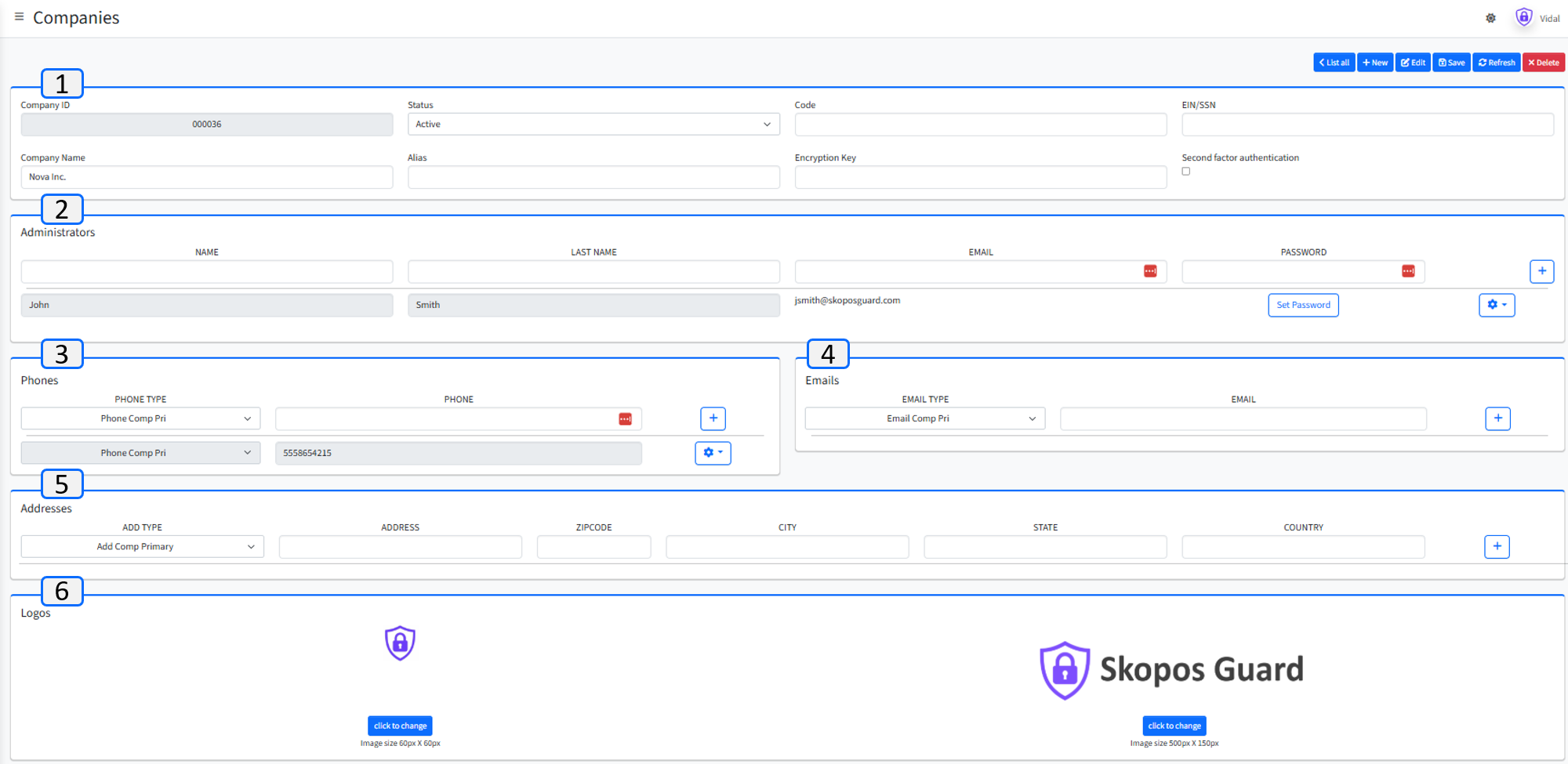 Skopos Guard company profile sections overview